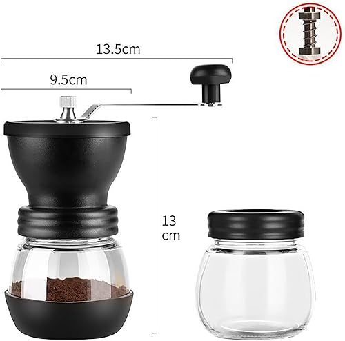 Miniatura 2 de Manual Coffee Grinder with Ceramic Burr, Portable Ceramic Grinder Two Clear Glass Jars Stainless Steel Handle for Drip Coffee, Espresso, French