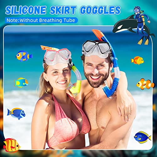 Fabbay 3 Pieces Swimming Diving Goggles With Nose Cover Adult Swim Snorkel Goggle Swim Goggle Pack Pool Goggles For Youth Men Women (Black, Pink, Sky Blue) #TOP5