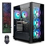 STGAubron Gaming PC Desktop, AMD Ryzen 5 2600 up to 3.9G, Radeon RX 580 16G, 16G DDR4, 512G SSD, WiFi 6, BT 5.0, RGB Fan x4, Windows 11 Home