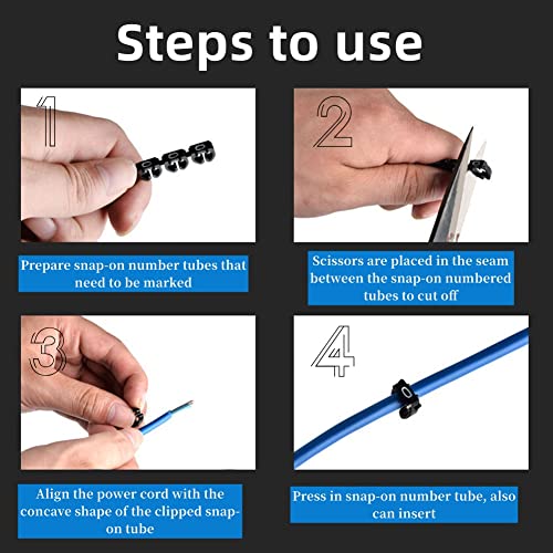 Fafeicy Kabelmarkierungsrohr und Nummernrohr 0-9 für 1.5mm² mit 10 verschiedenen Farben, Snap-On und konkaves Design, Heißfolienmarkierung