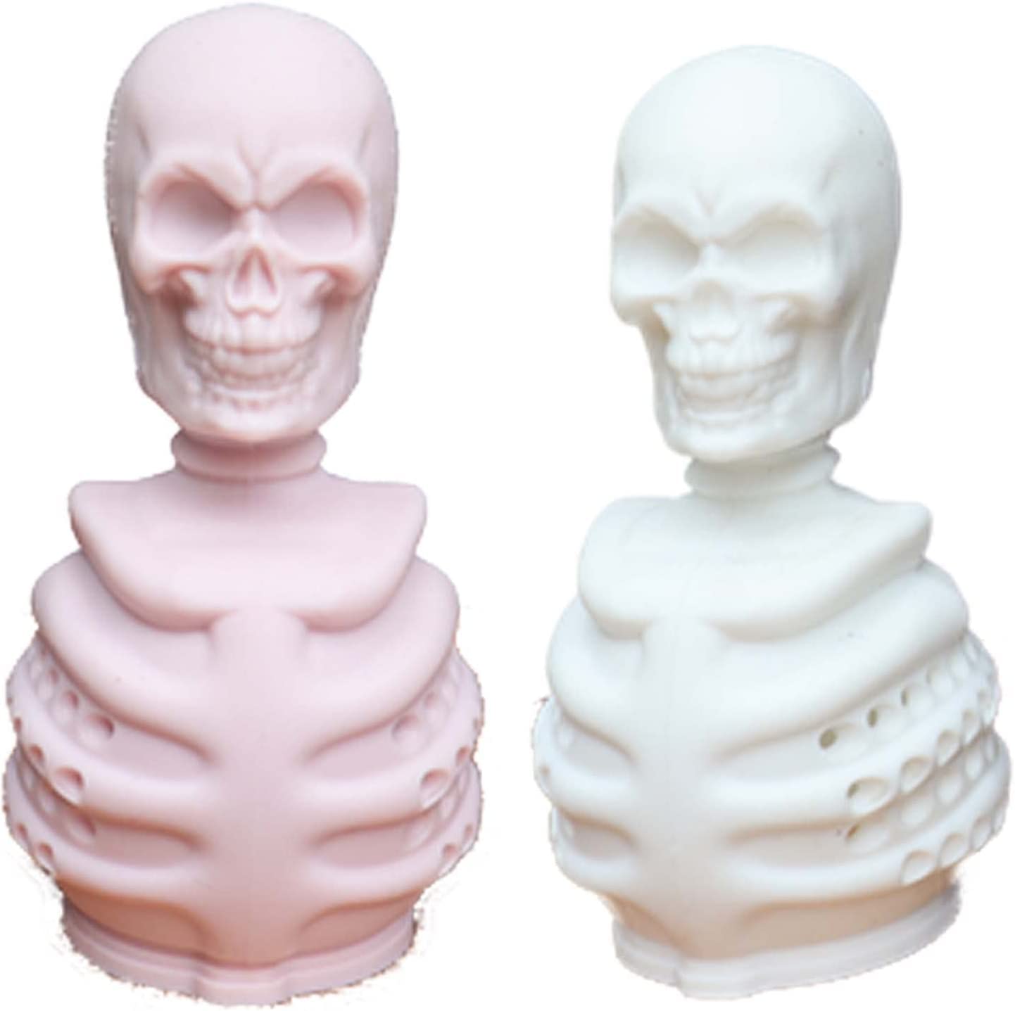 2 Skull Tea Infusers for Loose Tea, Food Grade Silicone Hot Tea Strainers for More Enjoyable Tea Times with Friends and Family(White and Pink)