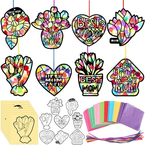 Papier de soie vitrail 32 pièces, cadeau idéal Fête des Mères