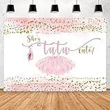 Aperturee 7x5ft Tutu Cute Backdrop Ballet Shoes Glitter Gold Dots Blush Pink Baby Shower Girls Balle