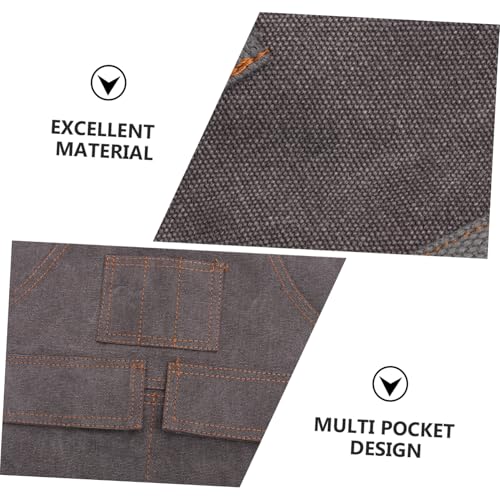 Delantal de lona gruesa para carpintería con bolsillos funcionales color gris resistente 6