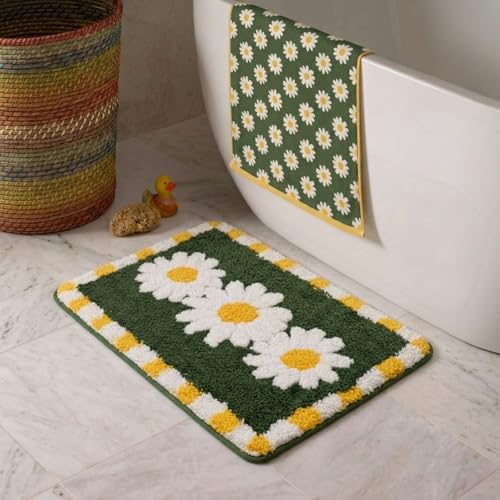 Image of Dream Weaverz 2000 GSM Super Soft Microfiber Bath Mat 40x60 cm | Ultra Absorbent Anti-Skid Quick Dry Bathroom Rug | Floor Mat for Bathroom, Bedroom, Kitchen, Home | Cute Design Bathmat