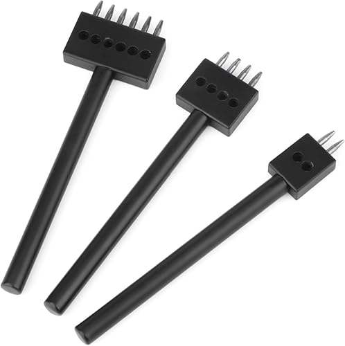 Rongon Herramientas de cuero, perforadora de cuero para costura de cuero, perforadora de 246 puntas, herramienta de perforación de agujero redondo