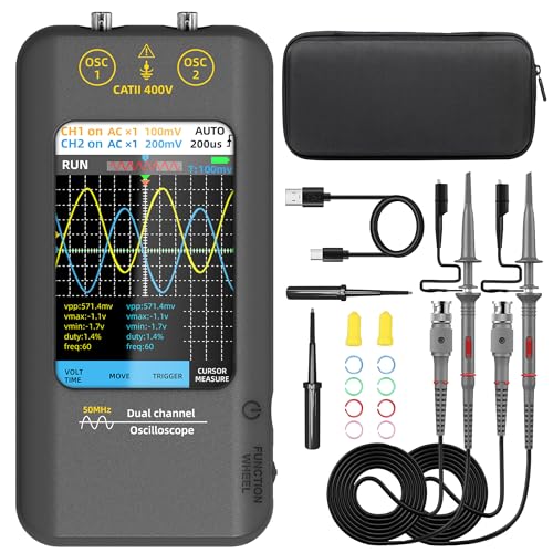 BSIDE Handheld Oscilloscope 50MHz Bandwidth Dual Channel Digital oscilloscope 3.98'' Touchscreen Portable Oscilloscope Signal Generator 250MSa/s Sampling Rate Tablet Automotive oscilloscope
