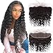 QTHAIR 10A Ear To Ear 13x4 Loose Deep Wave Frontal Closure Peruvian Hair(12",Natural Black) Peruvian Loose Deep Wave Frontal Closure Top Swiss Lace Frontal Closure With Baby Hair