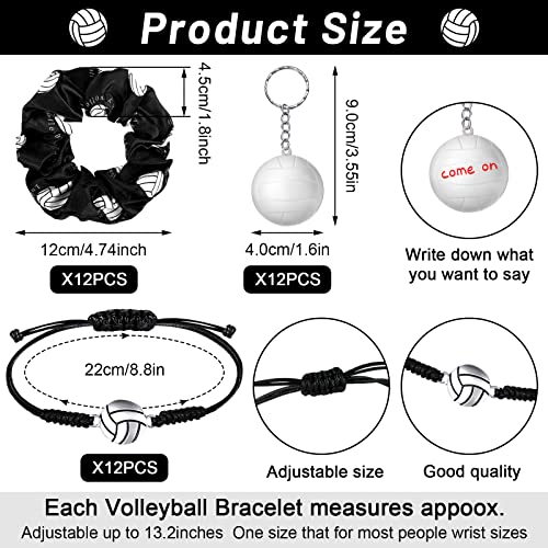 Dingion 36 Pack Volleyball Accessory Set: 12 Adjustable Bracelets, 12 Keychains, 12 Hair Ties - White, Satin, Unisex, Teen, Young Adult - Image 3