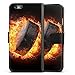 DeinDesign Custodia a Portafoglio Compatibile con Apple iPhone 6s Custodia per Cellulare di Similpelle Nera Cover a Libro Ice Hockey Fuoco