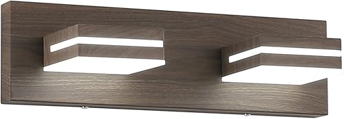 SineRise Moderna lámpara LED para tocador de baño (2 luces, 15.5 pulgadas, regulable), madera marrón, pintada de acrílico, moderna lámpara de pared disponible en Yaxa Costa Rica