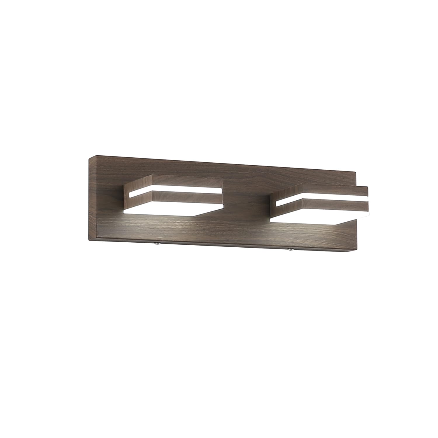SineRise LED Modern Bathroom Vanity Light Fixtures, Modern Acrylic Bathroom Wall Lighting Fixtures Over Mirror, 2-Light, 15.5-Inch, Brown, 100%-0% White