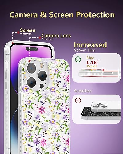 Coque iPhone 15 Pro transparente Scorpify au motif floral violet
