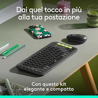 Logitech POP ICON COMBO, kit mouse e tastiera Bluetooth, digitazione comoda, tasti e pulsanti programmabili, clic discreti, Easy-Switch fino a 3 dispositivi, ITA QWERTY – Grafite