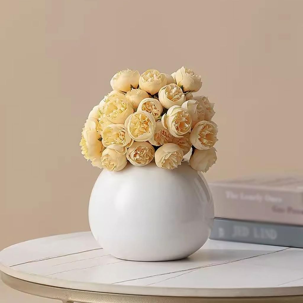 Vaso Vaso Decorazione Soggiorno Composizione floreale Ceramica Piccolo Moderno Stile Semplice Rotondo Grande Pancia Creativo Vaso In Ceramica(B)