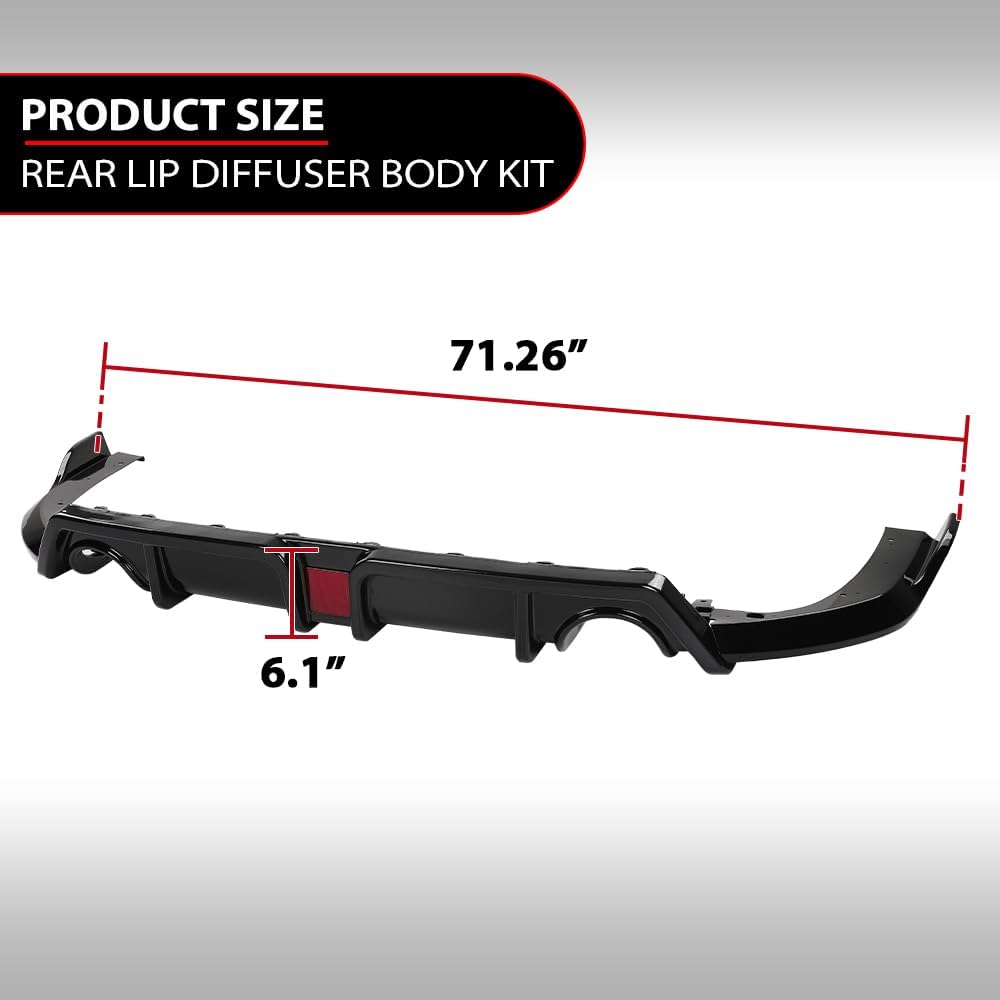 ANDPLAY Rear Lip Spoiler Diffuser Body kit Compatible with Honda Civic 2016 2017 2018 2019 2020 2021 Gloss Black