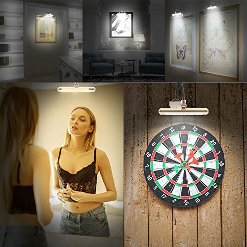 Bigmonat Wireless Picture Lights For Paintings Rechargeable Battery Operated Artwork Light With Rotate Head &2 Mount Way,Brightness Dimmable Clip On Display Lamp With 3 Lighting For Dart Board Artwork #TOP4