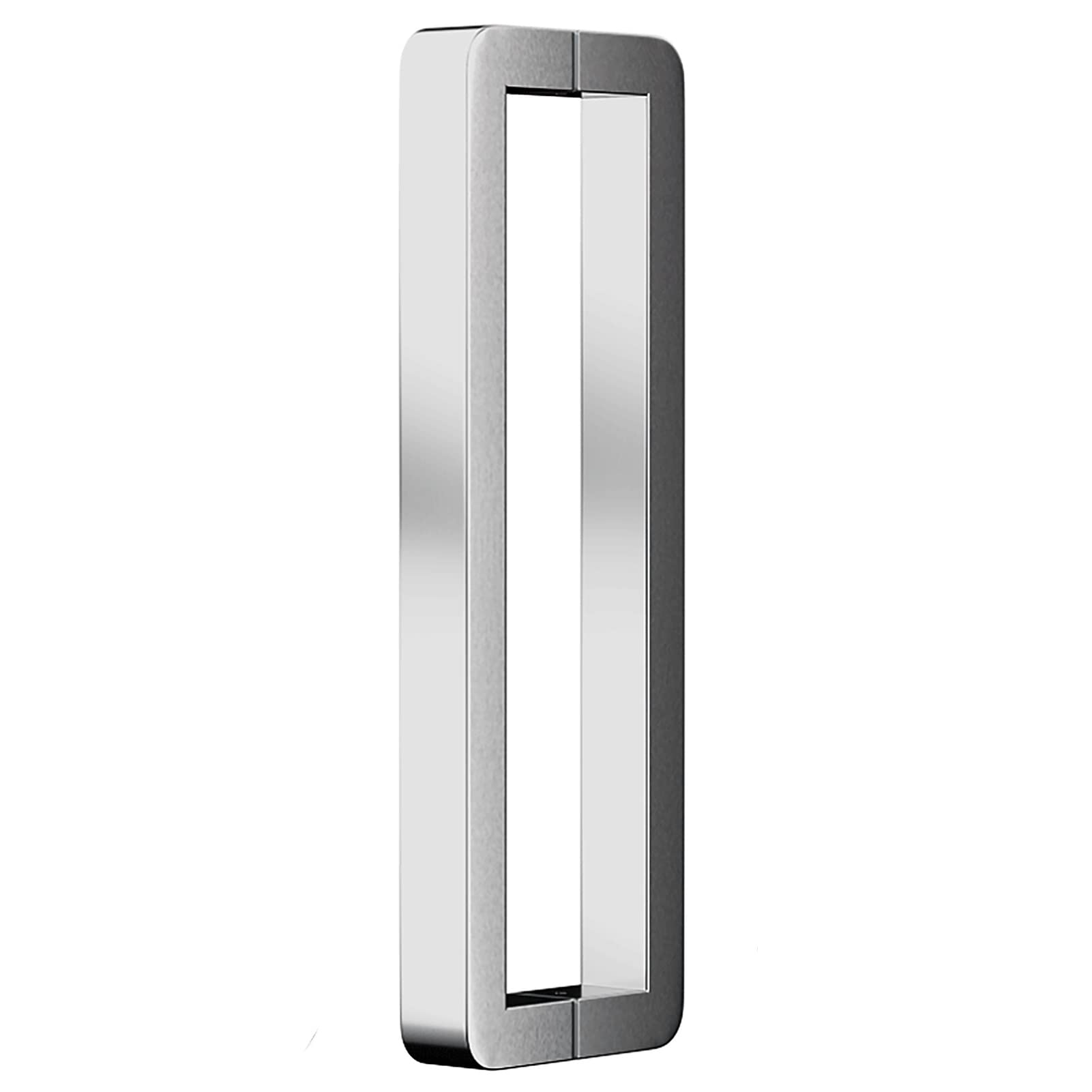 Gthtuhfd Silver Large Double-Sided Sliding Door Pull Handle, Modern Square Tube Gate Push Pull Bar - Stainless Steel, For Barn Front Door Office Glass/Wood Door/Black/32.5Cm/12.8In,-102.5Cm/40.3In