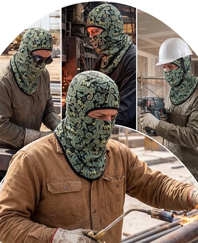 Image of BOCOMAL FR Face Mask Flame Resistant Balaclava 5.5oz Lightweight Arc Rated Helmet Liner Covering Hood for Welding