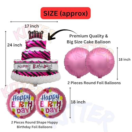 Image of KITTER Big Cake Shape Foil Balloon For Birthday | Princess Theme Cake Foil Balloons For Girls Birthday Decorations | Girls Birthday Decoration & Party Supplies (Cake Theme)