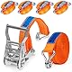 INTAKO Spanngurte mit Ratsche und Haken - 6m 2000kg 35mm - 4 Stück - Ratschen Set - Ratschengurt 2-Teilig - Zurrgurt Orange - TÜV GS Geprüft und gemäß DIN EN 12195-2