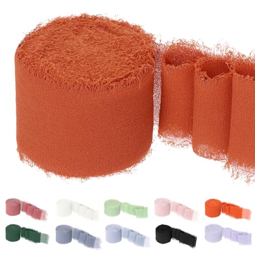 Keadic Cintas de seda de gasa con flecos hechas a mano de 10 metros/11 yardas, cintas de tela de flecos de 1.5 pulgadas de ancho para manualidades, invitaciones de boda, ramos de novia, envoltura de
