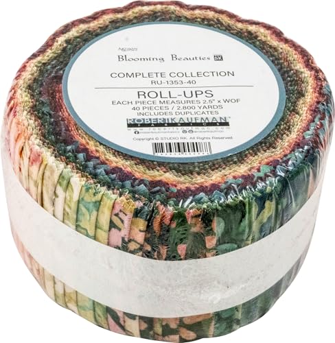 Artisan Batiks Blooming Beauties Roll Up 40 2.5-inch Strips Jelly Roll Robert Kaufman RU-1353-40