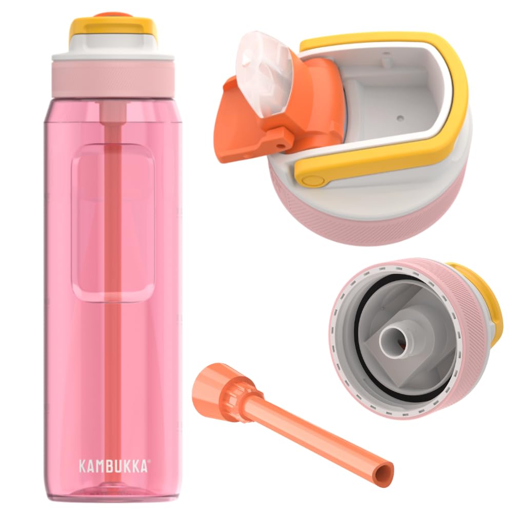 Kambukka Zestaw Pinky: bidon ze słomką Lagoon 1000 ml + termos Etna 500 ml – szczelny kubek termiczny i butelka, BPA Free, róż