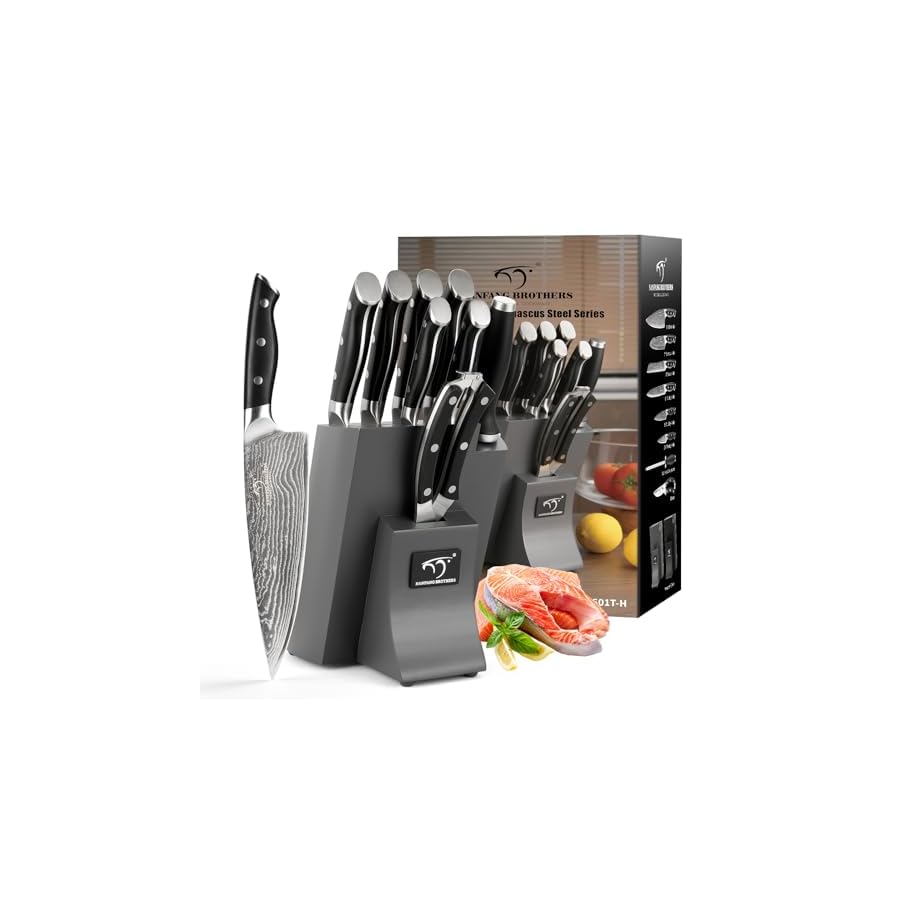 NANFANG-BROTHERS-Knife-Set-9-Pieces-Damascus-Kitchen-Knife-Set-with-Block-ABS-Ergonomic-Handle-for-Chef-Knife-Set-Knife-Sharpener-and-Kitchen-Shears-Knife-Block-Set NANFANG BROTHERS Knife Set, 9 Pieces Damascus Kitchen Knife Set with Block, ABS Ergonomic Handle for Chef Knife Set, Knife Sharpener and Kitchen Shears, Knife Block Set