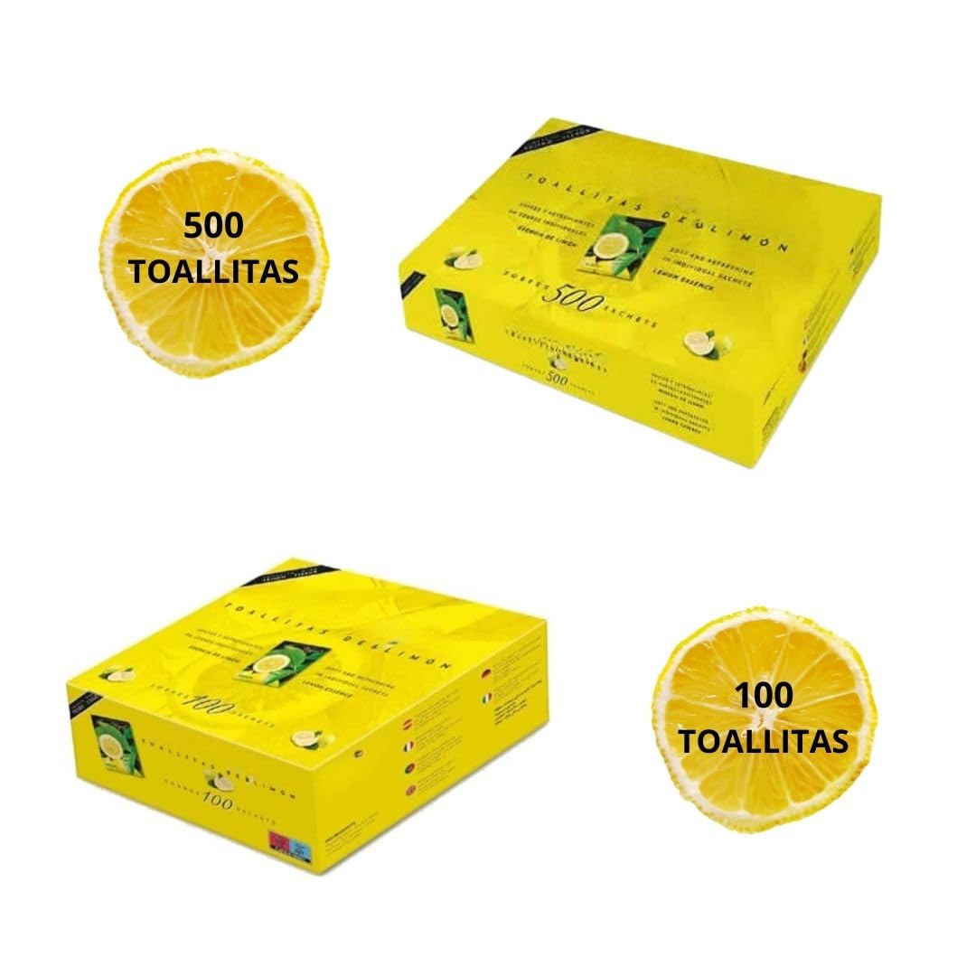 Obulco Cuidado Personal y Salud – Toallitas Limón - Refrescantes Para Manos con Fragancia de Limón - Elimina Olores de Marisco, Pescado, Carne, Suciedad - Sobres Individuales - Doméstico u Hostelería