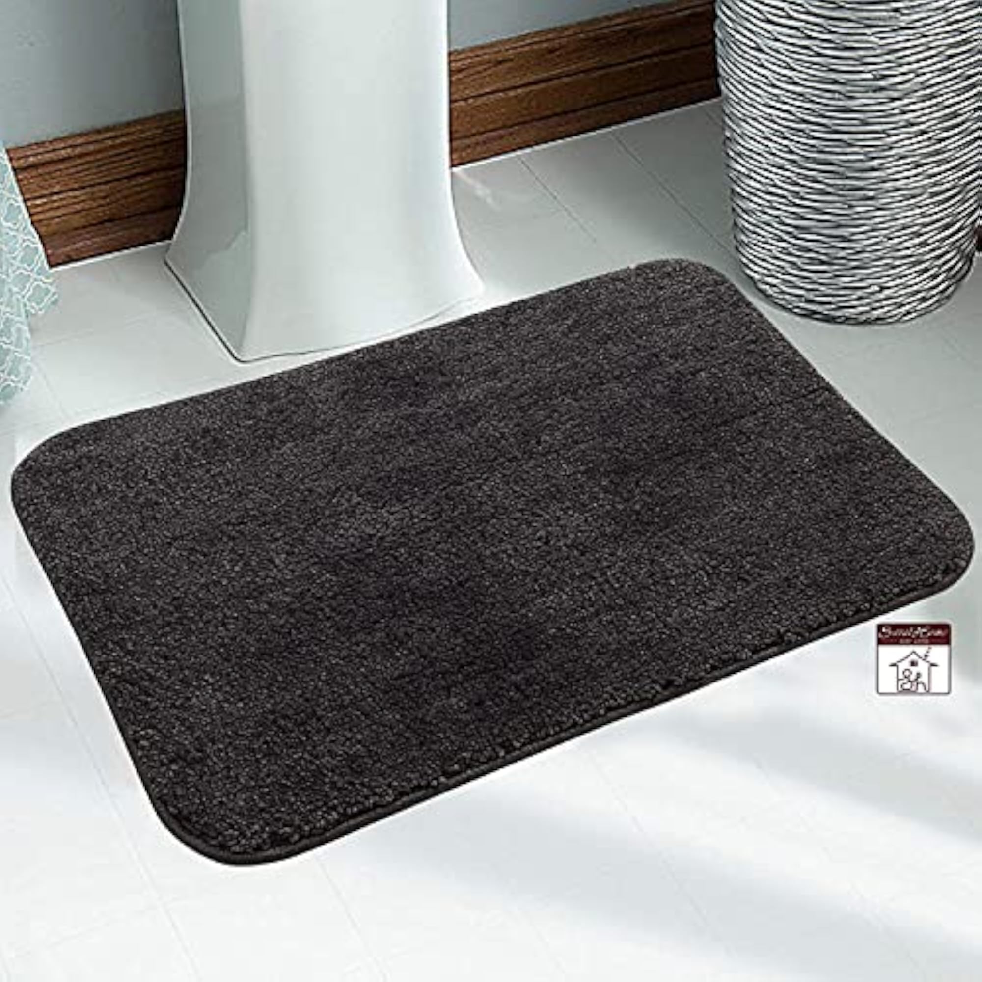 Solid Mat and Runner with Anti Skid Backing, Grey
