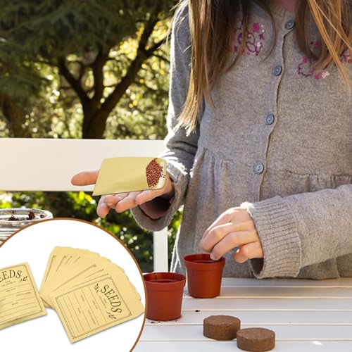 100 Pcs Seed Envelopes Samenumschläge, wiederverschließbare braune Papier Samenpakete, Umschläge, selbstklebende, versiegelnde Samensparumschläge, Papier Samenumschläge Aufbewahrung 7,9 x 11,9 cm