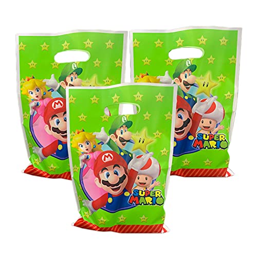 TOPTAMP 40PCS Mario Party Gift Bag Packs Birthday Supplies Kids Mario Candy Bag Treat Bags
