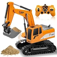 Daioller RC Bagger für Kinder 3-5 Jahre alt - Baggerspielzeug, Ferngesteuerter Bagger hydraulisches Spielzeug für Jungen 4-7, Bauwagen mit 60+Min Spielzeit/Ton/Licht