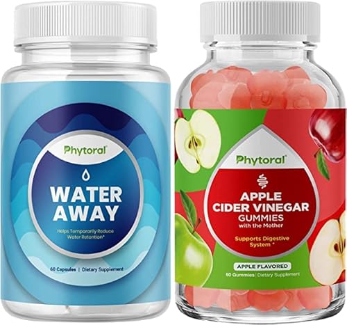 Tevare A Bundle of Natural Water Pills Diuretics & Apple Cider Vinegar Gummies with The Mother - for Water Retention, Full Body