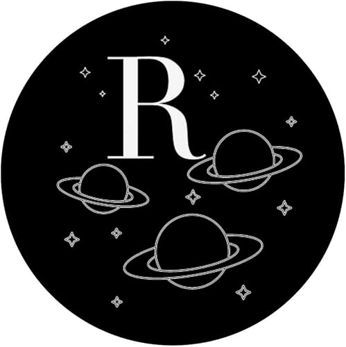 Miniatura 3 de Planets Stars Space Astronaut Black-White Letter R PopSockets PopGrip Swappable Grip for Phones & Tablets