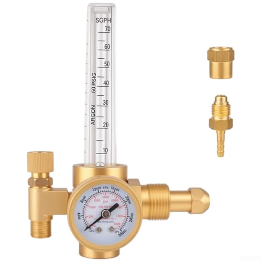 Regolatore interamente in rame 0-4000 PSI misuratore di portata del gas con ingresso CGA-580 per saldatrice TIG e MIG riduttore di pressione in ottone (esterno G5/8)