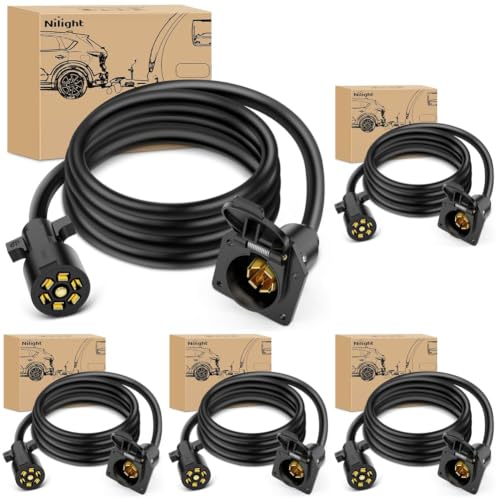 Image of Nilight 7 Way Trailer Plug Extension Cord 8 Feet (Pack of 5)