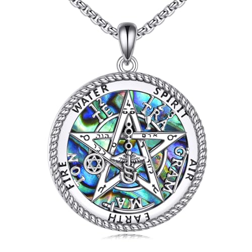 Tetragrammaton Pentagram Necklace for Women Nudo De Bruja Plata Sterling Silver Rotatable Pentacle Pendant Star Witch Wiccan Pagan Jewelry Gifts for Women