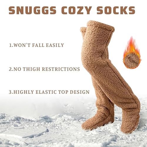 Snuggs Cozy Thigh High Socks - Winter Leg Warmers, Plush Slipper Socks, Soft Thick Warm Home Snuggle Paws3