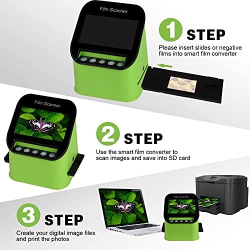 Film and Slide Scanner with 4.3 LCD Screen 22MP High-Resolution Slide Negative Scanner Convert Color & B&W, 35mm, 126, 110, Super 8 Film Negatives & Slides to JPEG, Support HDMI/USB Output