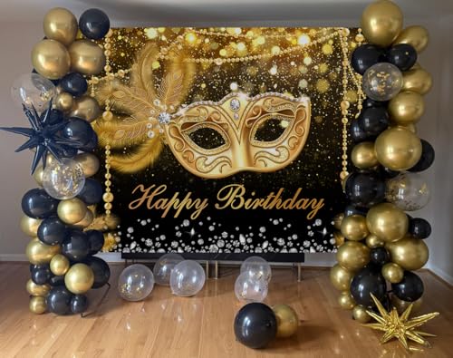 Fondo de cumpleaños con máscara de carnaval 8x6ft miniatura 5