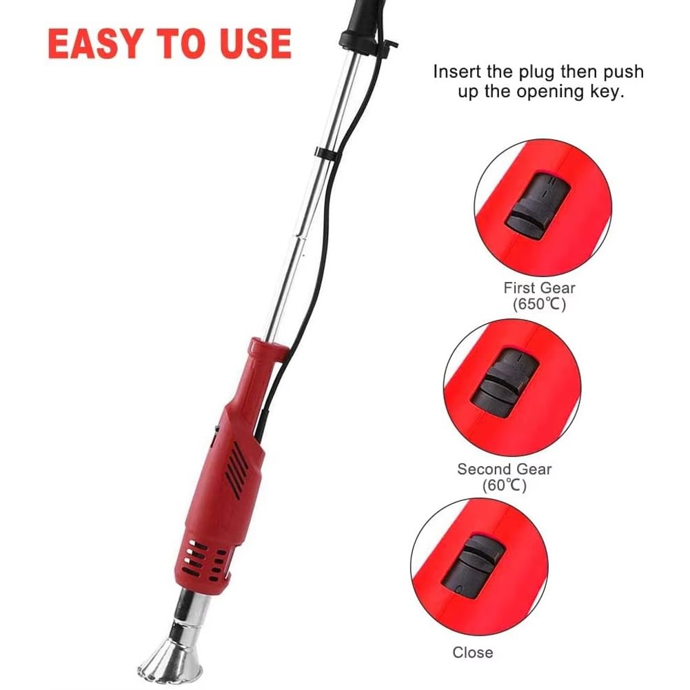 Bruciatore elettrico for erba, bruciatore termico elettrico for erbacce da 2000 W, diserbante a fiamma da 500 l/min e soffiatore d'aria for barbecue con 2 ugelli, diserbante da 60-650 °C for giardino