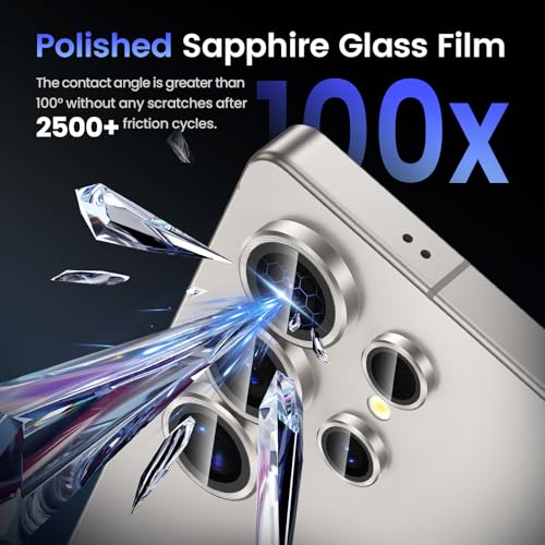 Image of Tensea (3+2 Pack Compatible with Samsung Galaxy S25 Ultra Camera Lens Protector, 9H Tempered Glass, Camera Cover, Screen Protector, Metal, Custom Ring, Installation Tray)