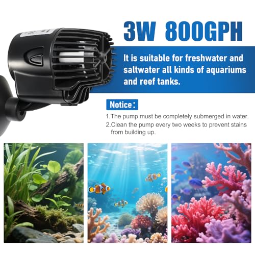 Image of DaToo 800GPH Mini Aquarium Circulation Pump Ultra-quiet Fish Tank Wave Maker With Suction Cup 360 Degree Rotatable Aquarium Power Head Submersible Water Pump For Freshwater And Saltwater