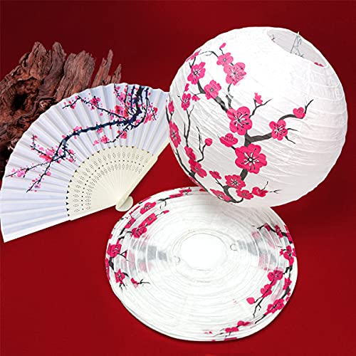 Lyart 8Pcs Chinese Japanese Cherry Design Paper Lantern Lamp Shade For Restaurant Church Wedding Gift Party Favors Diy Decoration Oriental Style Light (A. 8 Rose Red Lamp) #TOP1
