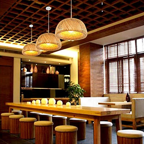Lámpara de bambú hecha a mano para el techo de tu comedor elegante con casquillo E27 3