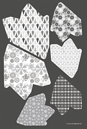 Ursus Paper Stars Bastelset – Für 2 Große & 4 Kleine Sterne, Silber/grau, Folienveredelt, Mit Anleitung