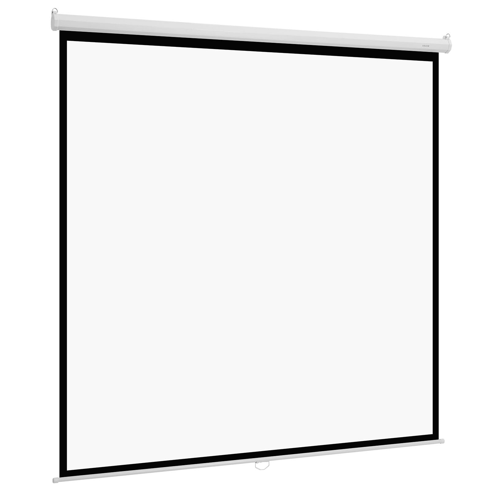VEVOR Pantalla de Proyección Manual de 3048 mm, 1:1, 4K y 3D, 1080 HD, Enrollable y Retráctil, para Cine en Casa, con Cuerda de Tracción, para Pared, Tamaño de Proyección 2134 x 2134 mm, Blanco