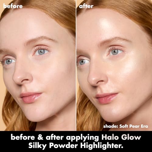 Image of e.l.f. Halo Glow Silky Powder Highlighter, Long-Lasting Luminous Face Finish, Cake-Resistant With Micro-Shimmer, Vegan & Cruelty-Free, Soft Pearl Era
